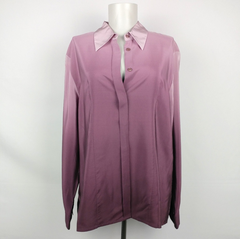 Fred David Petite Purple Ombre Button Down Top
